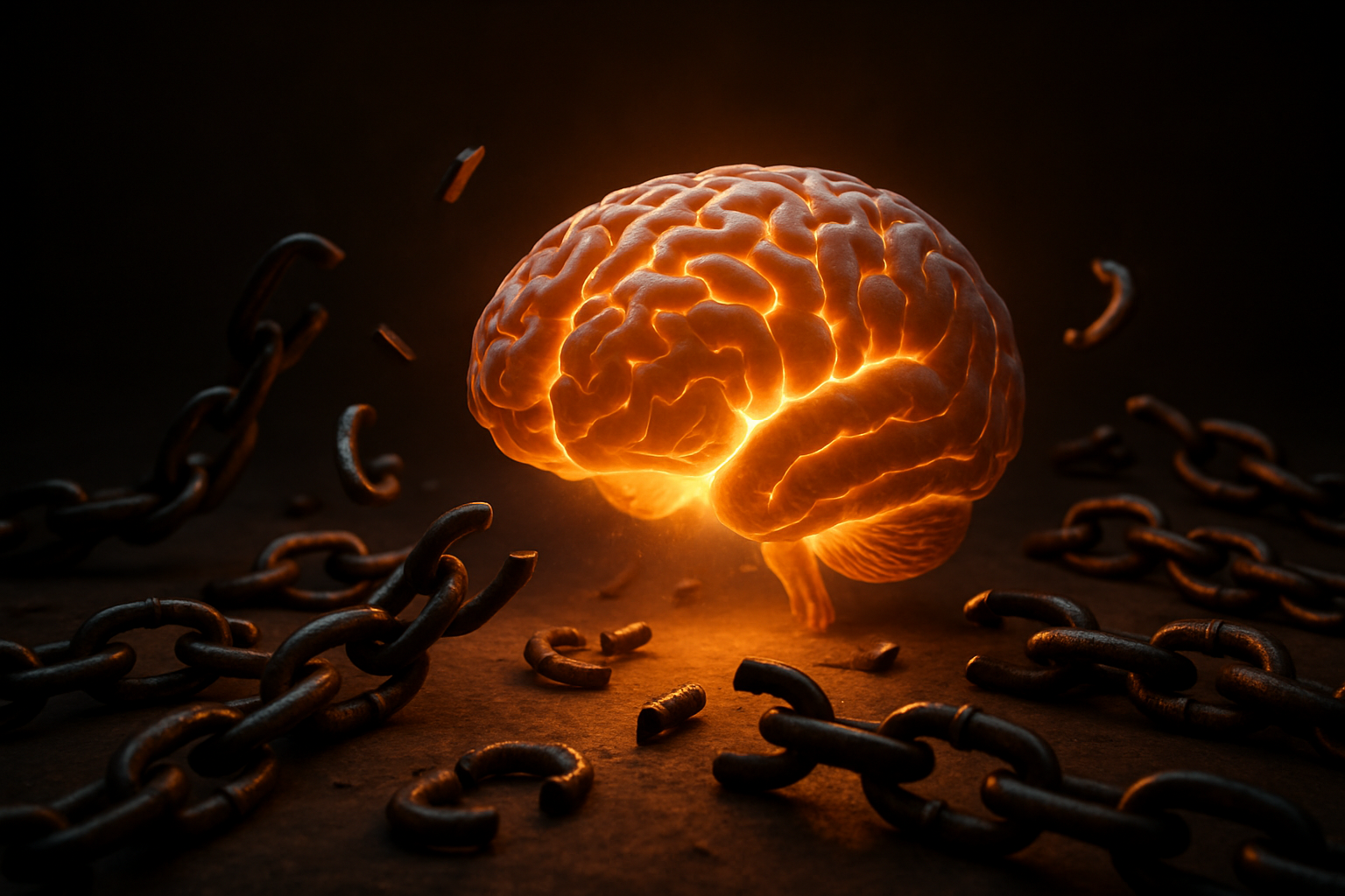 cadenas rotas, o un cerebro con luz